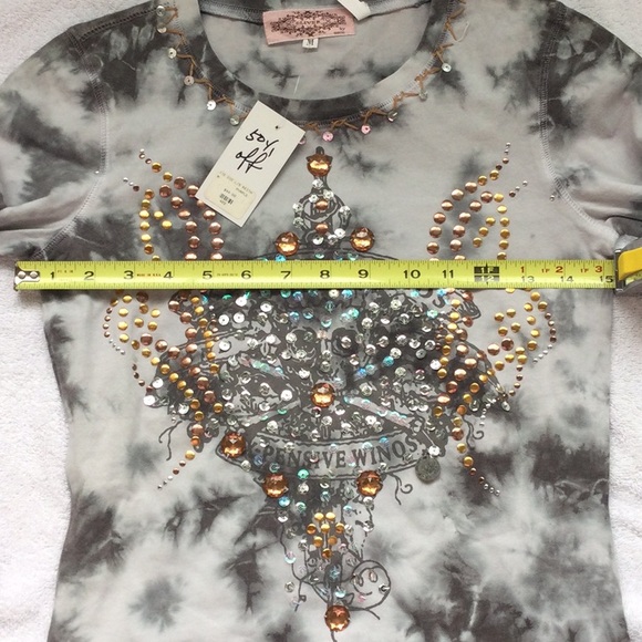 Grey Tie dye embellished long sleeve top - Picture 7 of 9